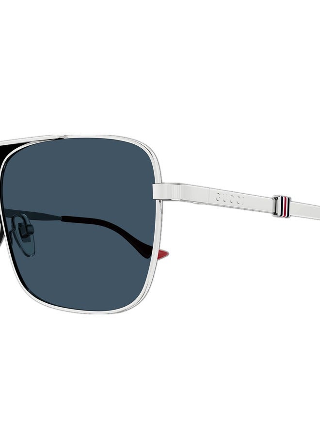 Gucci Square Shiny Silver Frame Sunglasses for Men GG1441S Style ‎755269 I3330 8140