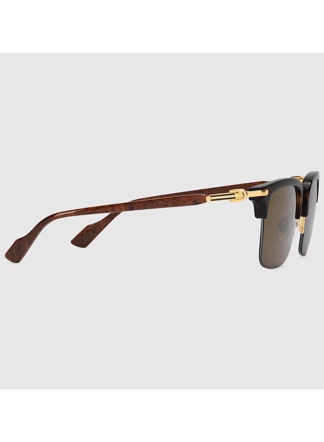 Gucci Rectangular Shiny Yellow Gold-Toned Frame Sunglasses for Men GG1363S Style 733392 I3330 8023