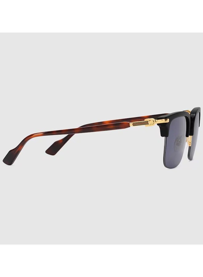 Gucci Rectangular Shiny Yellow Gold-Toned Frame Sunglasses for Men GG1363S Style ‎733392 I3330 8012