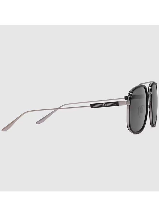 Gucci Navigator Shiny Dark Grey Frame Sunglasses for Men GG1310S Style ‎733387 I3330 8112