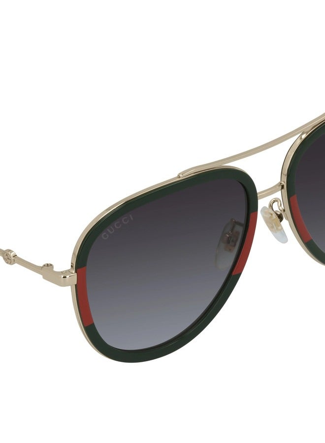 Gucci Aviator Gold Metal with Green and Red Web Frame Sunglasses for Men GG0062S Style ‎461704 I3330 2363