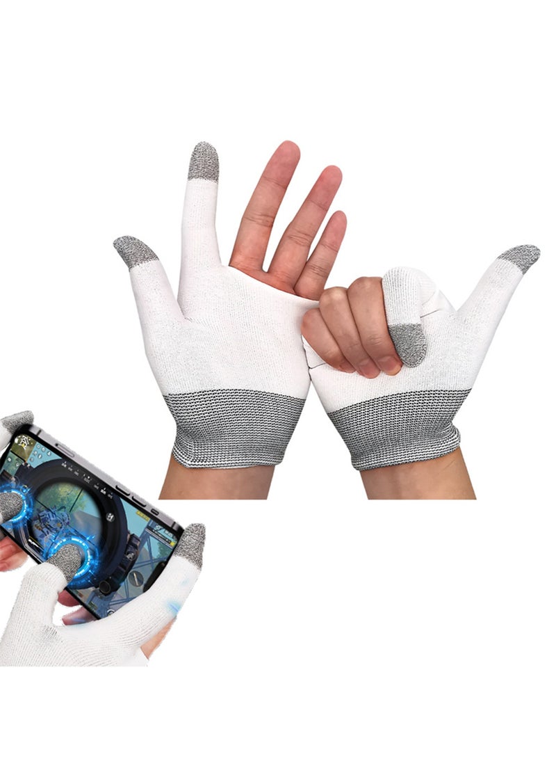 E Sports Gaming Gloves, Gaming Finger Sleeves, Anti Sweat Breathable, Thumb Sleeves for Highly Sensitive Nano Silver Fiber Material + Nylon, for Touch Screen for PUBG Mobile Phone Games Accessories