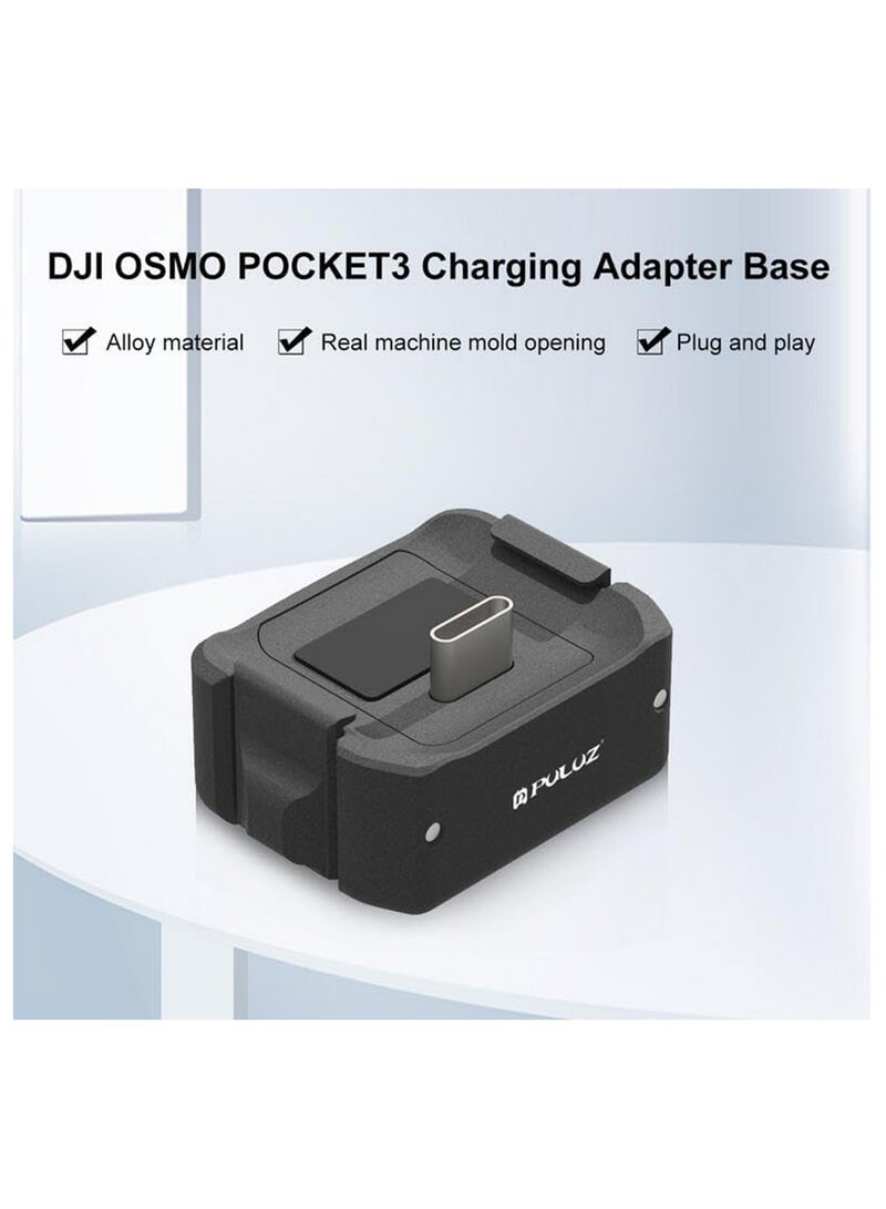 For OSMO Pocket 3 Charging Adapter Base, Aluminum Alloy Stabilizer Base Bracket, for DJI Pocket 3,1/4 Threaded Hole on The Bottom and Gopro Connector for attaching to Tripod, Selfie Stick, etc