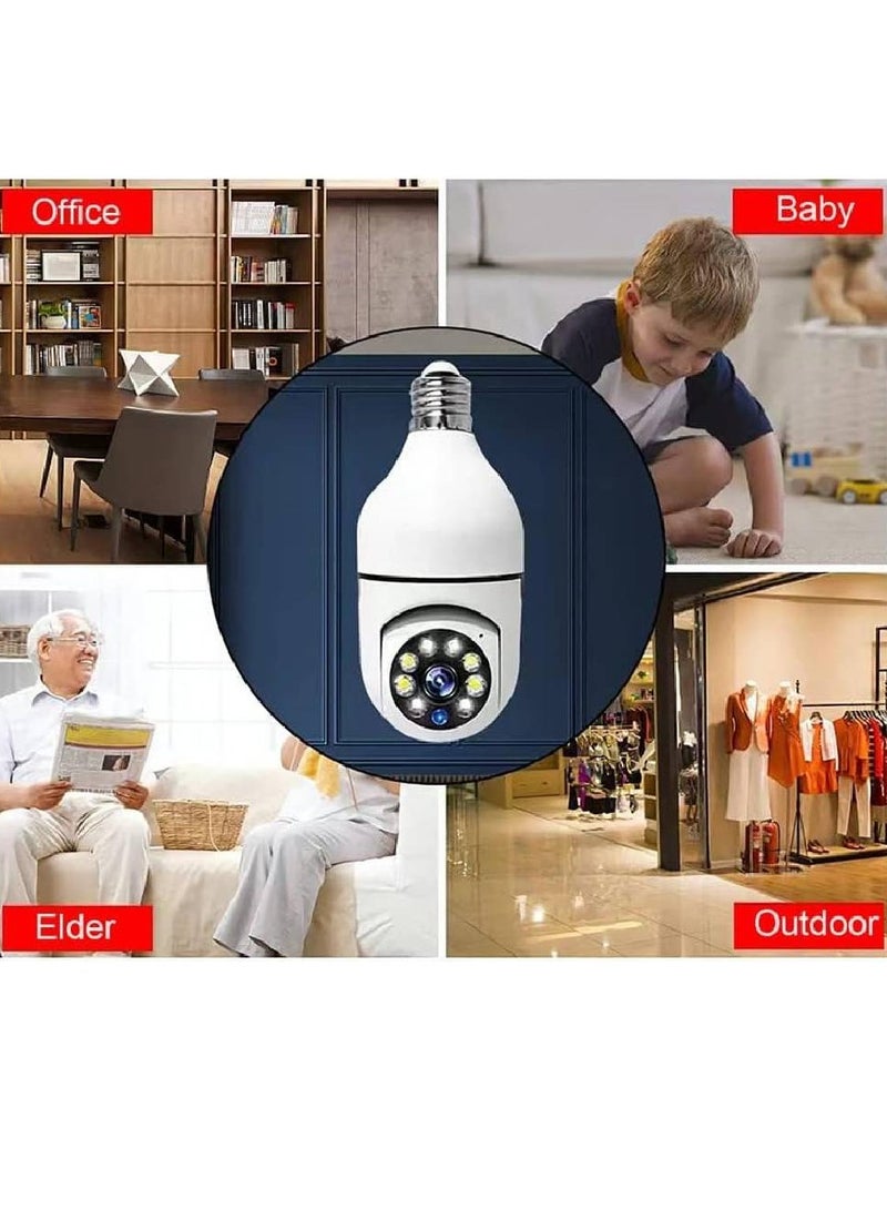 New Light Bulb Camera, Wireless WiFi Full HD 5MP Security Light Bulb Camera, 360 Panoramic IP Camera, 1080P 2.4GHz Indoor Outdoor WiFi Camera with Real-time Motion Detection, Alerts, Night Vision