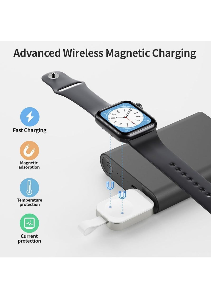 Charger for Apple Watch Portable iWatch USB Wireless Charger, Travel Cordless Charger with Light Weight Magnetic Quick Charge for Apple Watch Ultra Series 8 7 6 5 4 3 2 1 SE, White