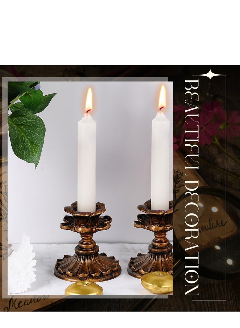 2 Pack Vintage Candlestick Holders, Resin Candle Holder Retro Antique Bronze Candle Holder, Suitable for Home Decor, Wedding, Dinning, Party, Anniversary (Bronze, Classic Style)