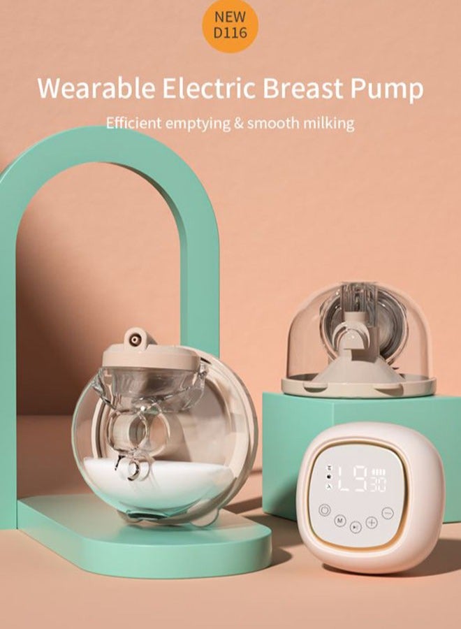 Wearable Breast Pump 2000 mAh, Hands Free Breast Pump, Low Noise & Painless, 3 Modes & 9 Levels Electric Breast Pump Portable