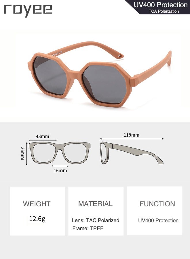 Fashion Baby Sunglasses with Strap Polarized Flexible UV400 for Infant Toddler Boys Girls Age 0-3 Years old-Brown Frame