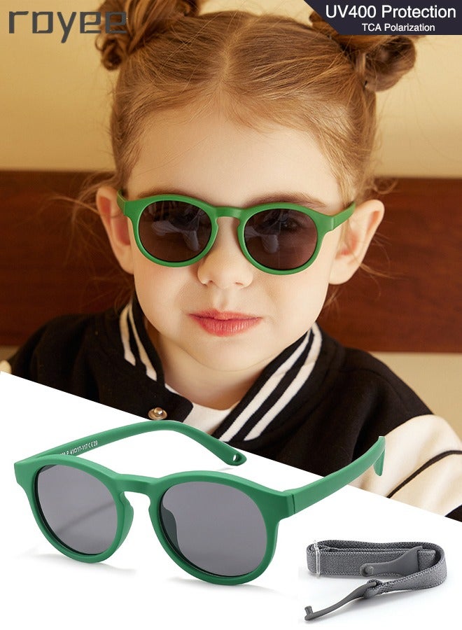 Baby Sunglasses with Strap Polarized Flexible UV400 for Infant Toddler Boys Girls Age 0-3 Years old-Green Frame