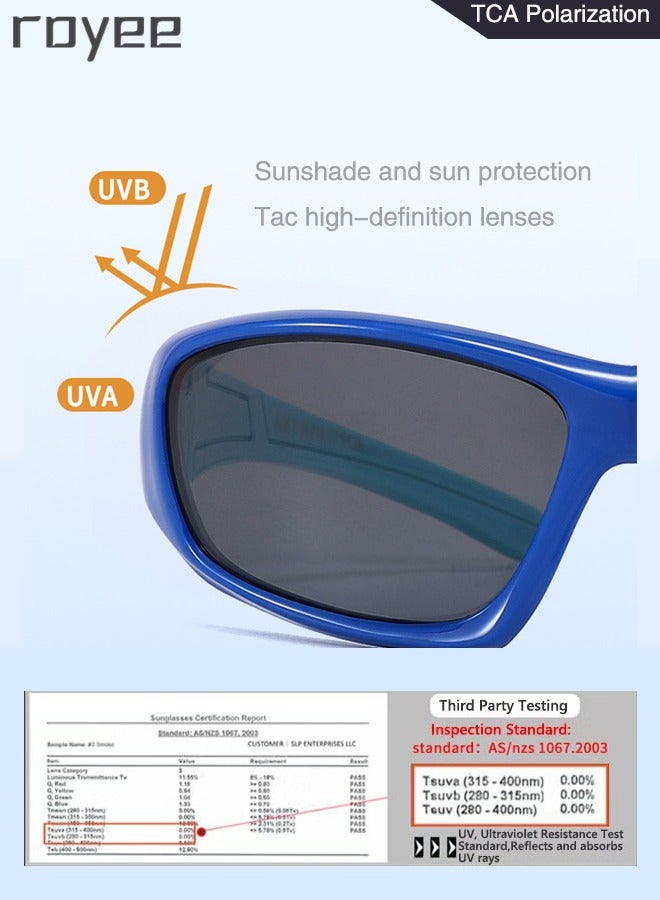 Polarized Sunglasses for Kids, UV400 Protection Cute Beach Holiday Sun Glasses with Lightweight Flexible TPEE Frame for Boys Girls and Children Age 3-12, Red Frame