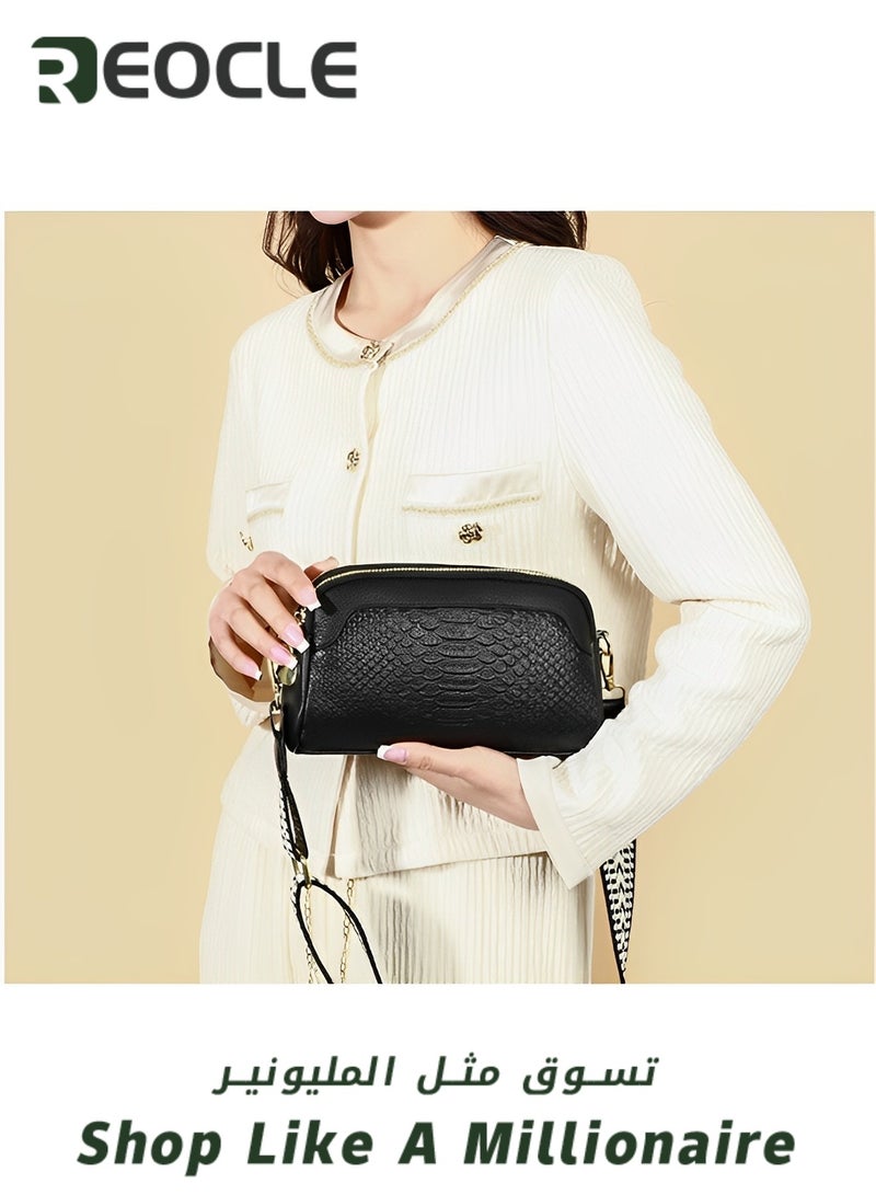 Women's Shoulder Bag Leather Handbag Small Crossbody Bags Purses with Wide Adjustable Strap & Premium Fabric Leather Shoulder Handbags Wallet