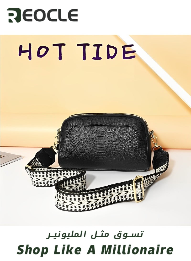 Women's Shoulder Bag Leather Handbag Small Crossbody Bags Purses with Wide Adjustable Strap & Premium Fabric Leather Shoulder Handbags Wallet