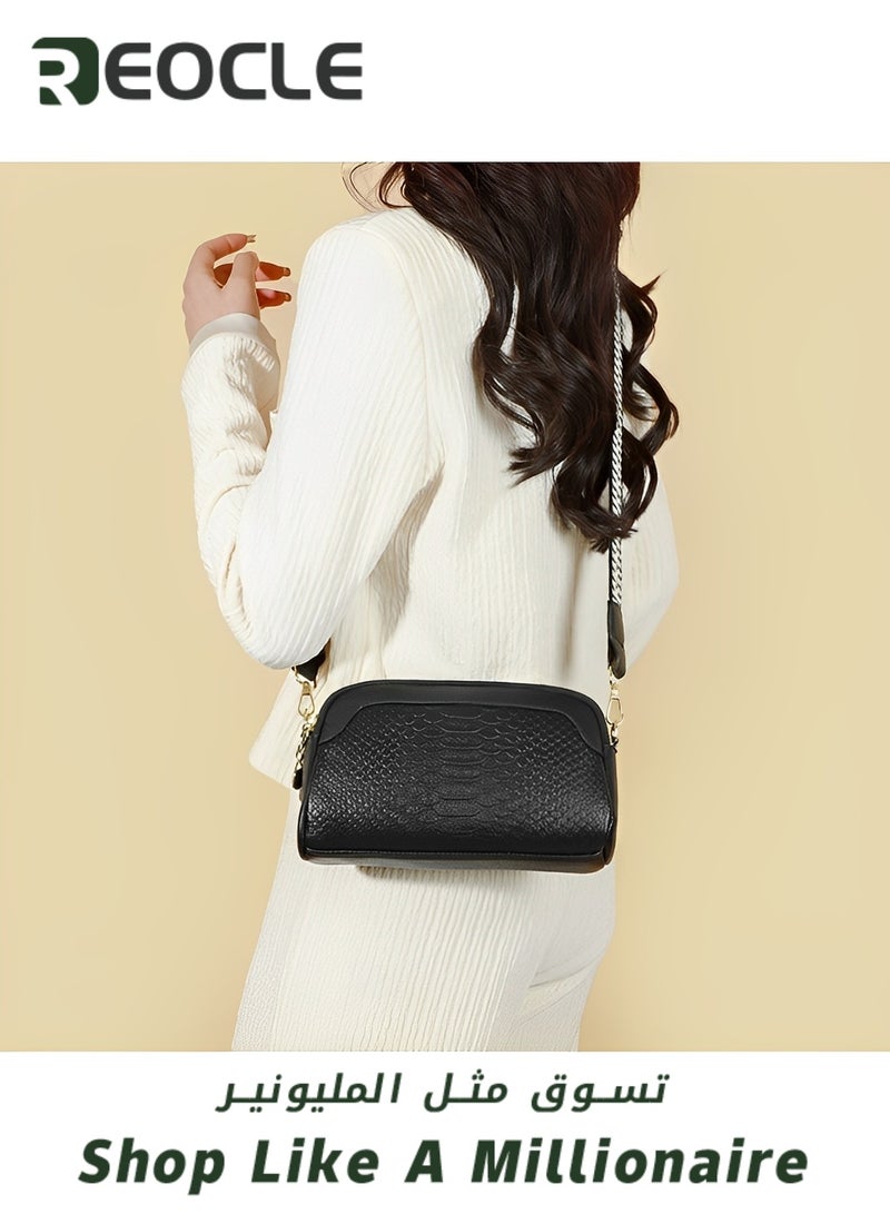 Women's Shoulder Bag Leather Handbag Small Crossbody Bags Purses with Wide Adjustable Strap & Premium Fabric Leather Shoulder Handbags Wallet