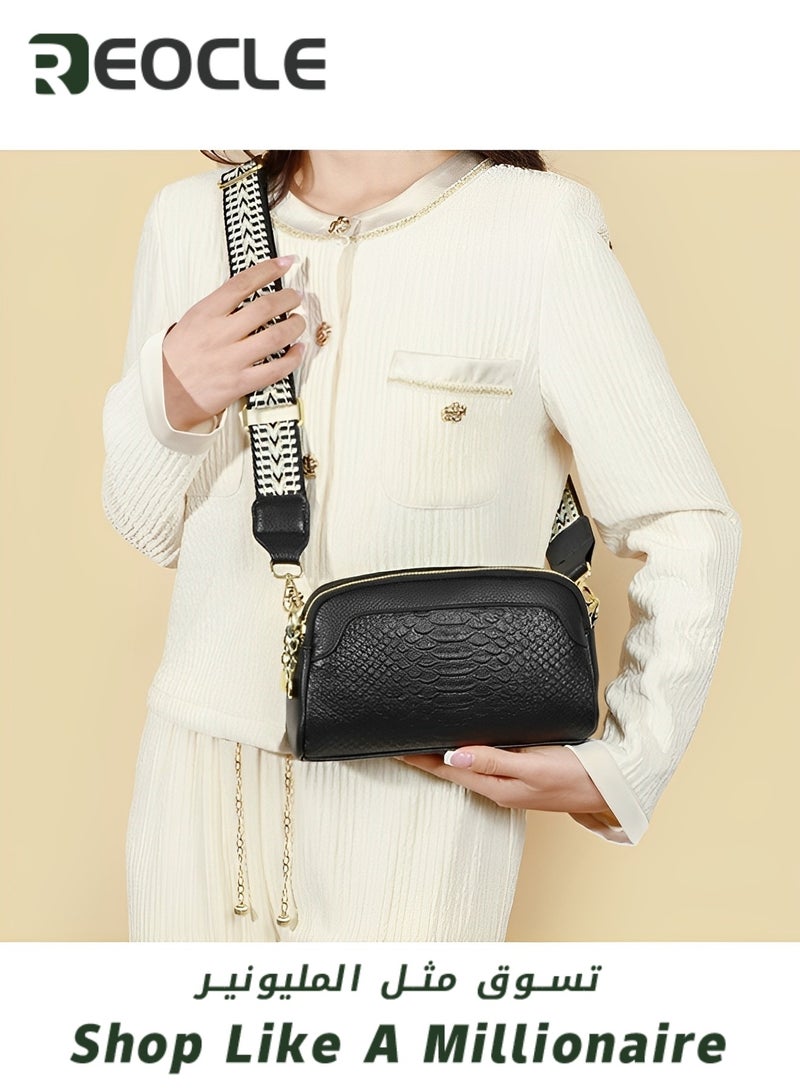 Women's Shoulder Bag Leather Handbag Small Crossbody Bags Purses with Wide Adjustable Strap & Premium Fabric Leather Shoulder Handbags Wallet