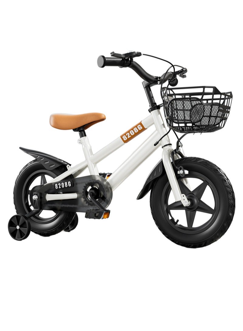 12 inch Children's Bicycles High Carbon Steel Frame, Wear-resistant Tires, Adjustable Seat, Smooth Bearings, Safe and Stable, Responsive Dual Brakes Perfect for Kids' Cycling Adventures