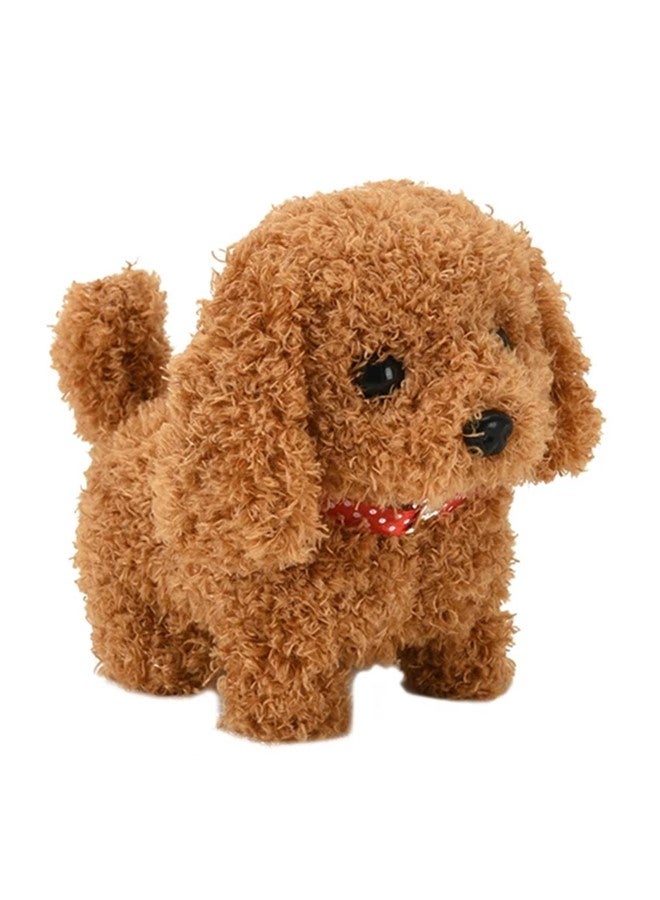 We Happy Plush Puppy Dog Toy, Electronic Interactive Mini Pet with House - Walking, Barking, Tail Wagging Companion Set, Comes in Assorted Colors
