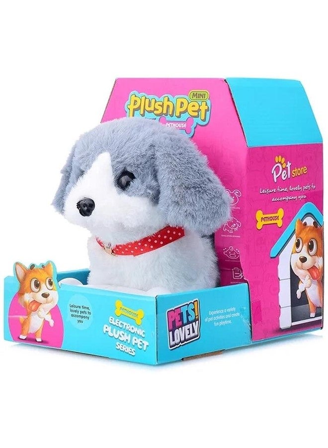 We Happy Plush Puppy Dog Toy, Electronic Interactive Mini Pet with House - Walking, Barking, Tail Wagging Companion Set, Comes in Assorted Colors