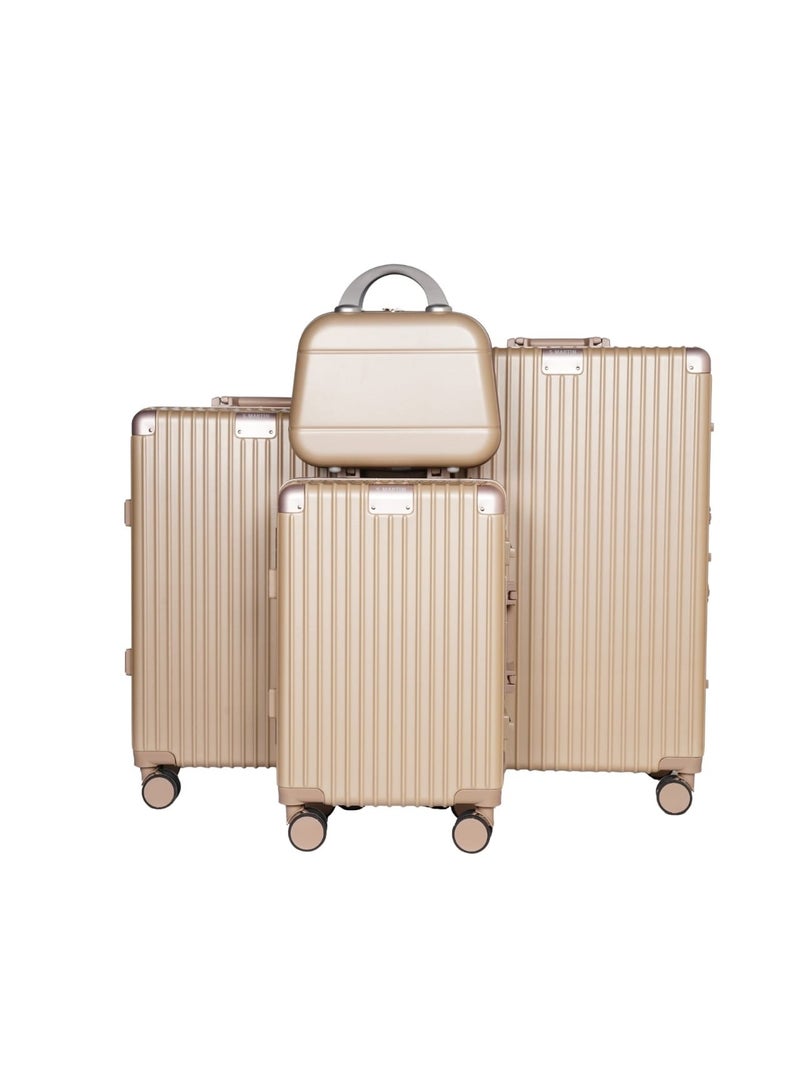 New Arrival Retro ABS Travel Luggage Custom Logo Carry-on Suitcase Lightweight Traveling Bag Trolley 4 Pcs Set
