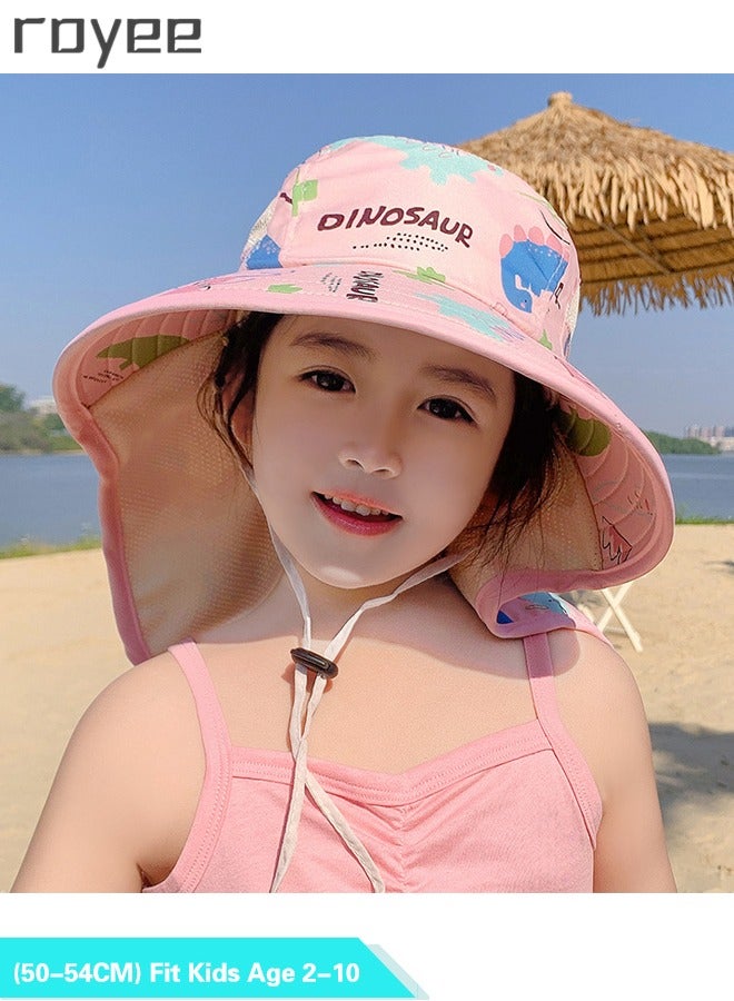 Baby Sun Hat UPF 50+ Sun Hat Toddler Bucket Hat Summer Kids Beach Hats UV Protection for Girls - Pink