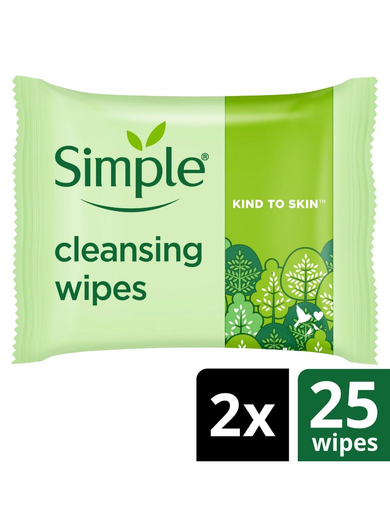 Simple Kind to Skin Cleansing Wipes Biodegradable Make Up Remover Wipes 50pc