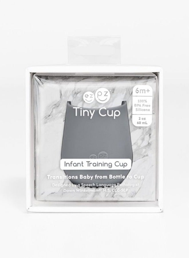 Tiny Baby Cup - 100% Silicone Training For Infants Designed By A Pediatric Feeding Specialist 4 Months+ - Grey