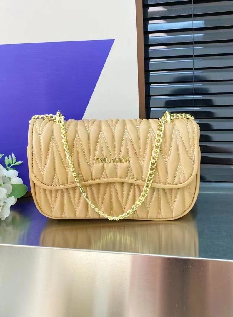 Miumiu solid color pleated chain style shoulder bag