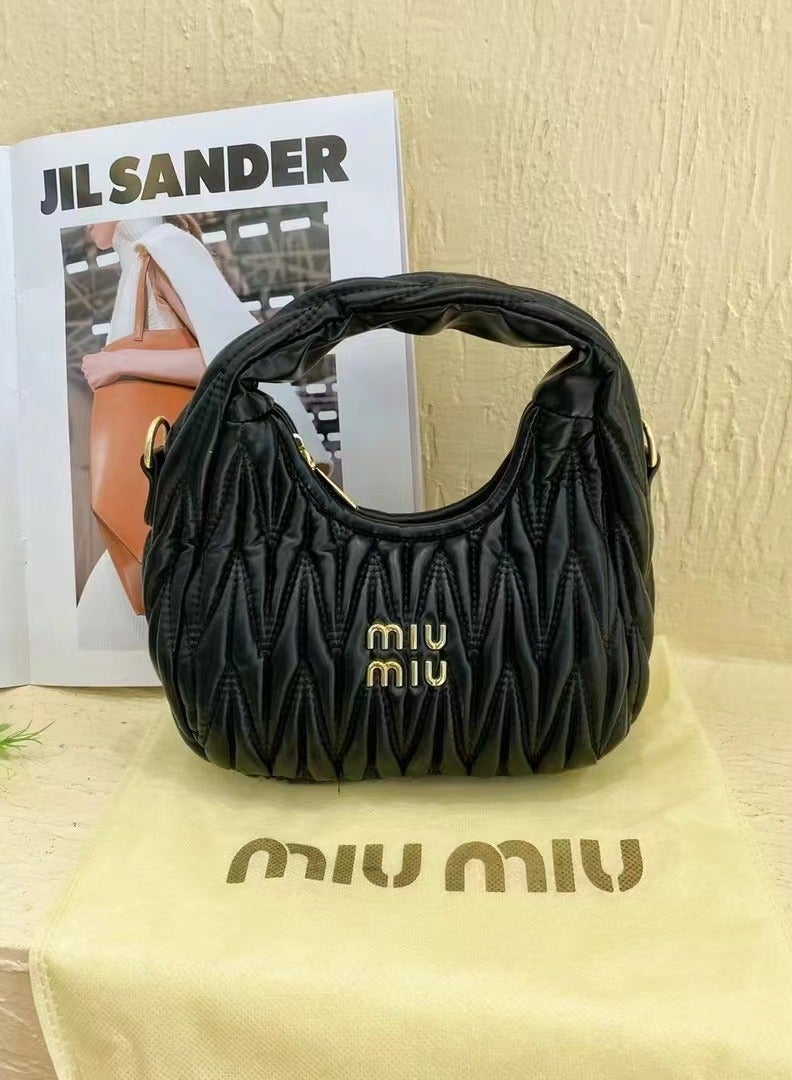 Miumiu solid color pleated chain style shoulder bag
