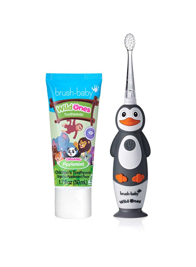 brush-baby WildOnes Penguin Rechargeable Toothbrush & WildOnes Applemint Toothpaste