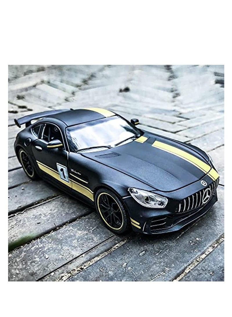 COOLBABY Toy Cars Model for Benz AMG GTR, Zinc Alloy Pull Back Toy Car with Sound and Light for Kids Boy Men Gift, Black