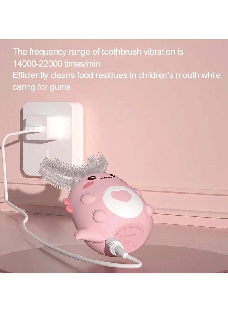 U Shape Children's Electric Toothbrush 360 Degree Automatic Rechargeable Sonic Toothbrush Silicone Smart Cartoon Toothbrush