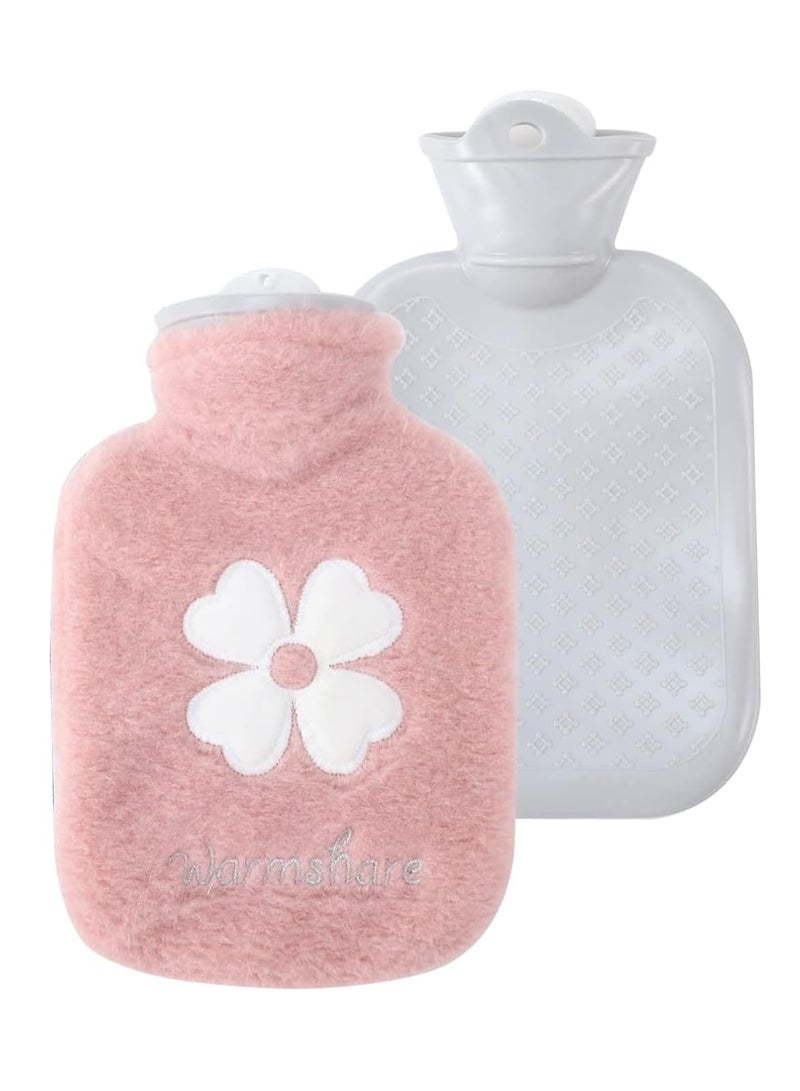 Hot Water Bag, Hot pack for Pain Relief, Hot Water Bottle,Cold and Hot Pack with velvet cover, Hot Water Bottles for Pain and Other Cramps, 500ml Small Hot Water Bottle. (Pink)