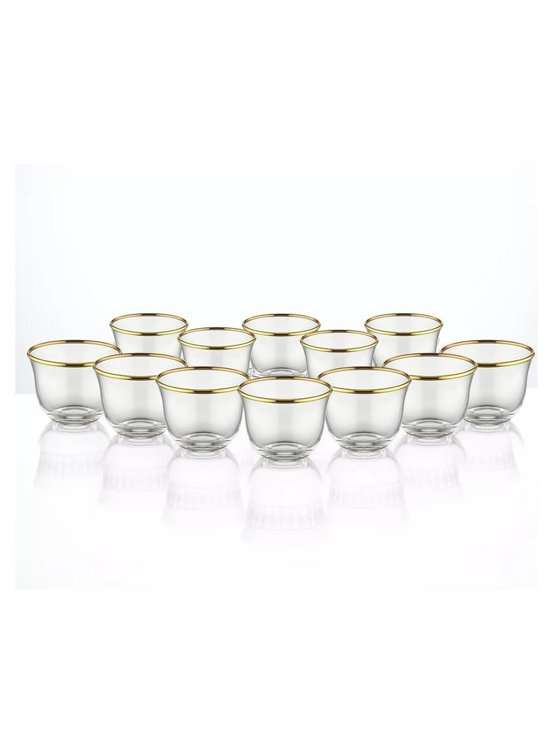 12PC Golden Rim Set Cawa Cups, suitable for coffee 60ML, Made In Turkey