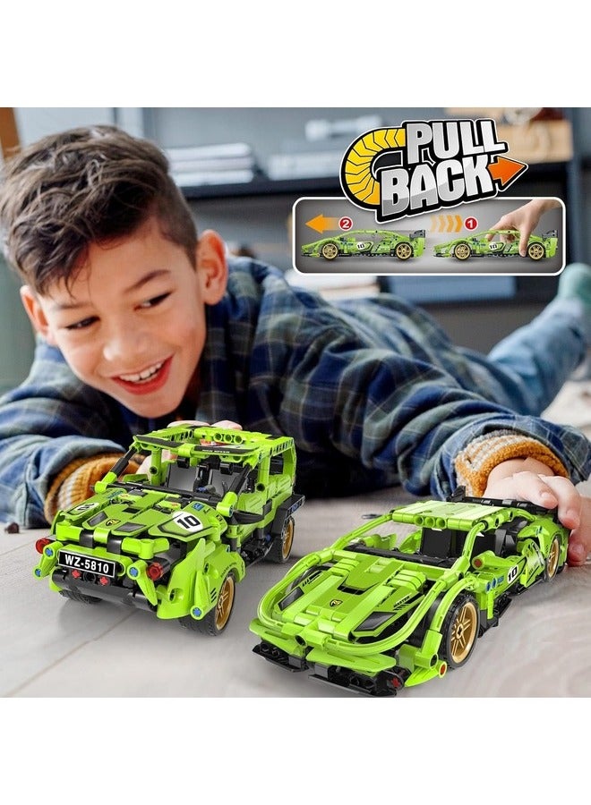 Project Machine Realistic Model Toy Building Block Car with 452+ Parts Building Blocks Super Car Pull Back Racing Car Toy Car for Kids