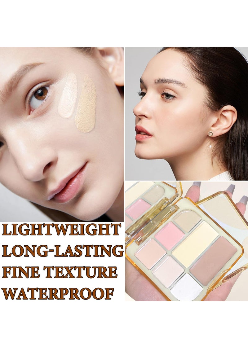 Concealer Contour Palette,Concealer Cream Contour Makeup Palette,Contouring Foundation Highlighting Makeup Kit with Brush