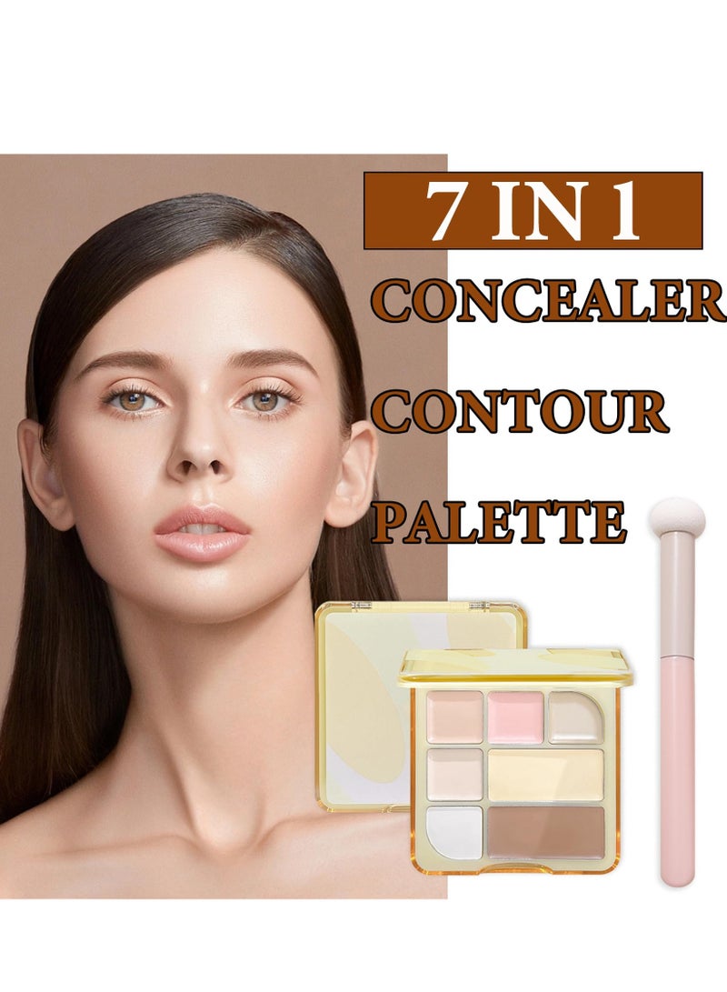 Concealer Contour Palette,Concealer Cream Contour Makeup Palette,Contouring Foundation Highlighting Makeup Kit with Brush