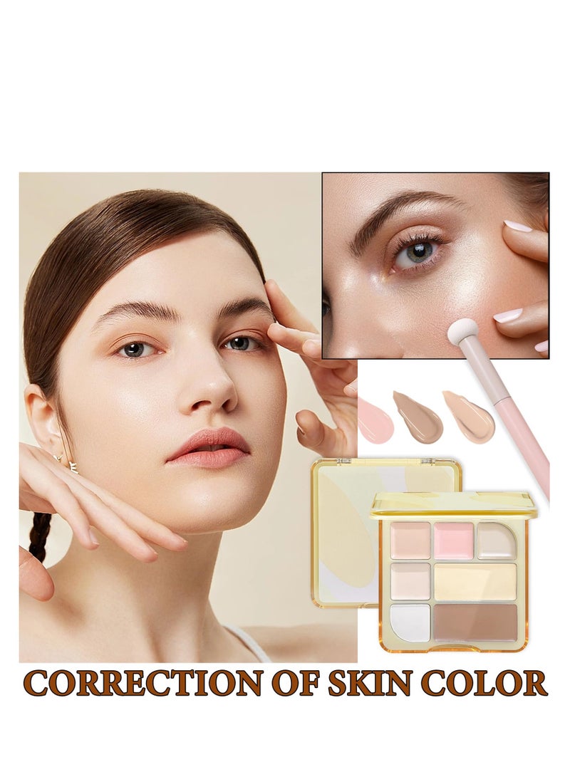 Concealer Contour Palette,Concealer Cream Contour Makeup Palette,Contouring Foundation Highlighting Makeup Kit with Brush