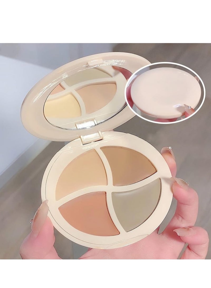 Cream Contour Powder Concealer, 4 Color Makeup Palette Kit Eyeshadow for Mature Skin Peach Dark Color, Corrector Full Face Professional Color Correcting Conceal Imperfections Spots Acne and Dark Circl