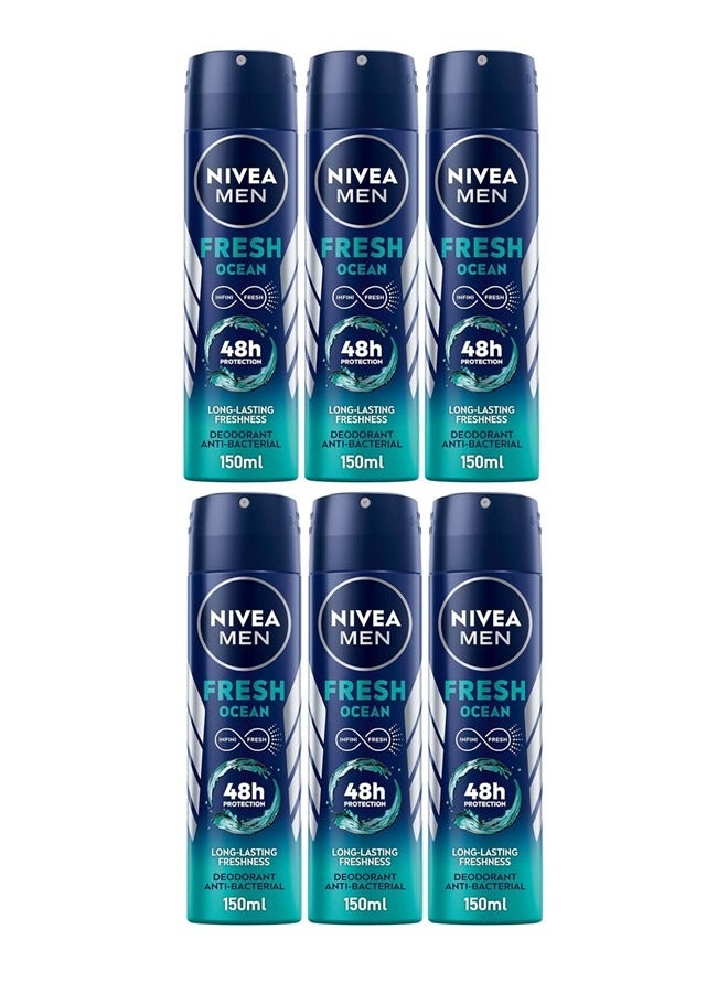 Fresh Ocean Deodorant Spray 150ml Pack of 6