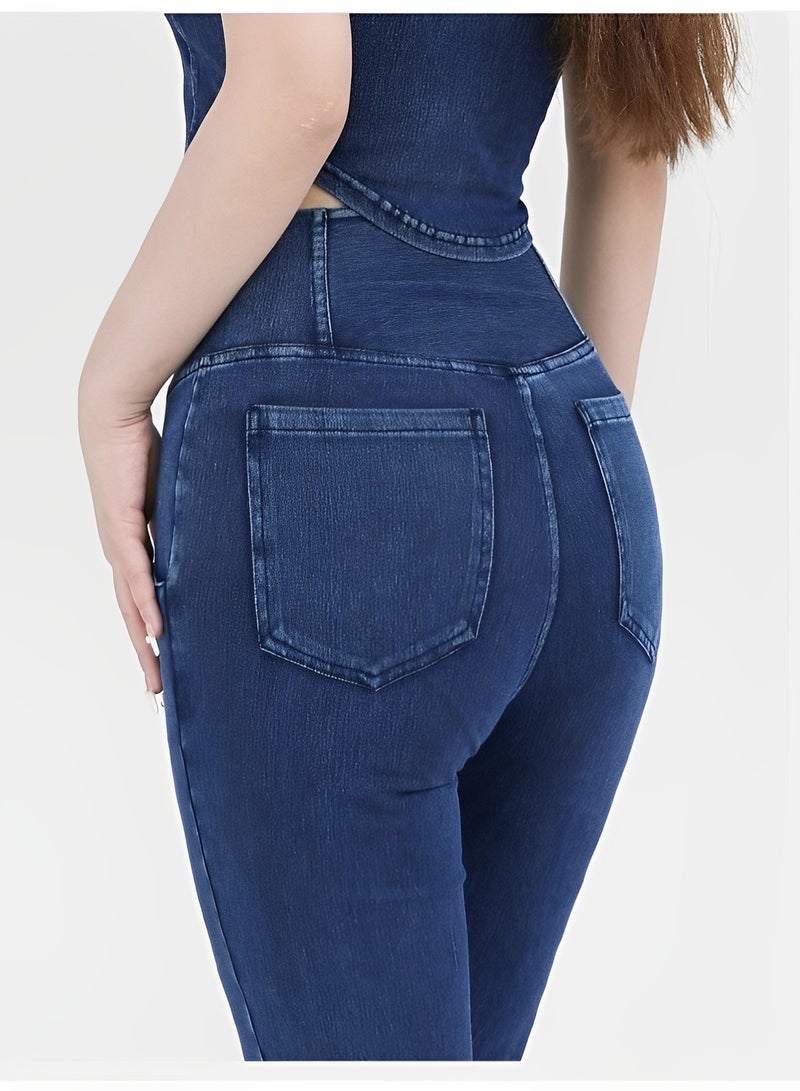 Women's Bell Bottom Jeans High Waisted Stretchy Flare Jeans Pull On Tummy Control Flare Pants with Pockets Classic Denim Pants