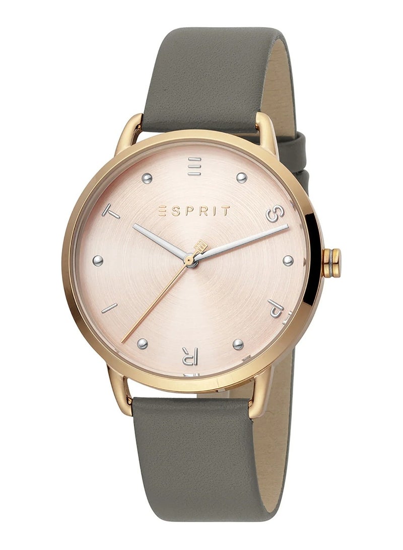 Esprit Stainless Steel Analog Women's Watch With Grey Leather Band ES1L173L0045