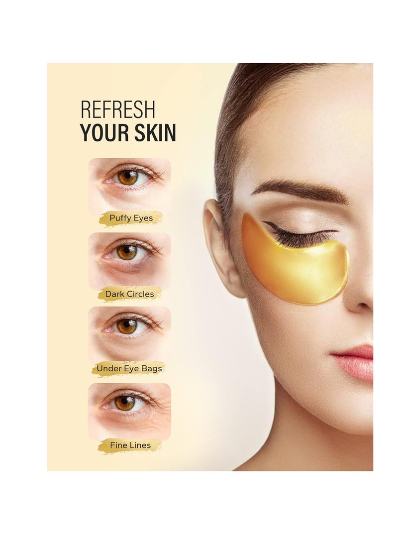 Maskiss 24k Gold Under Eye Patches (30 Pairs), eye mask, Collagen Skin Care Products, Eye Patches for Puffy Eyes, eye masks for dark circles and puffiness