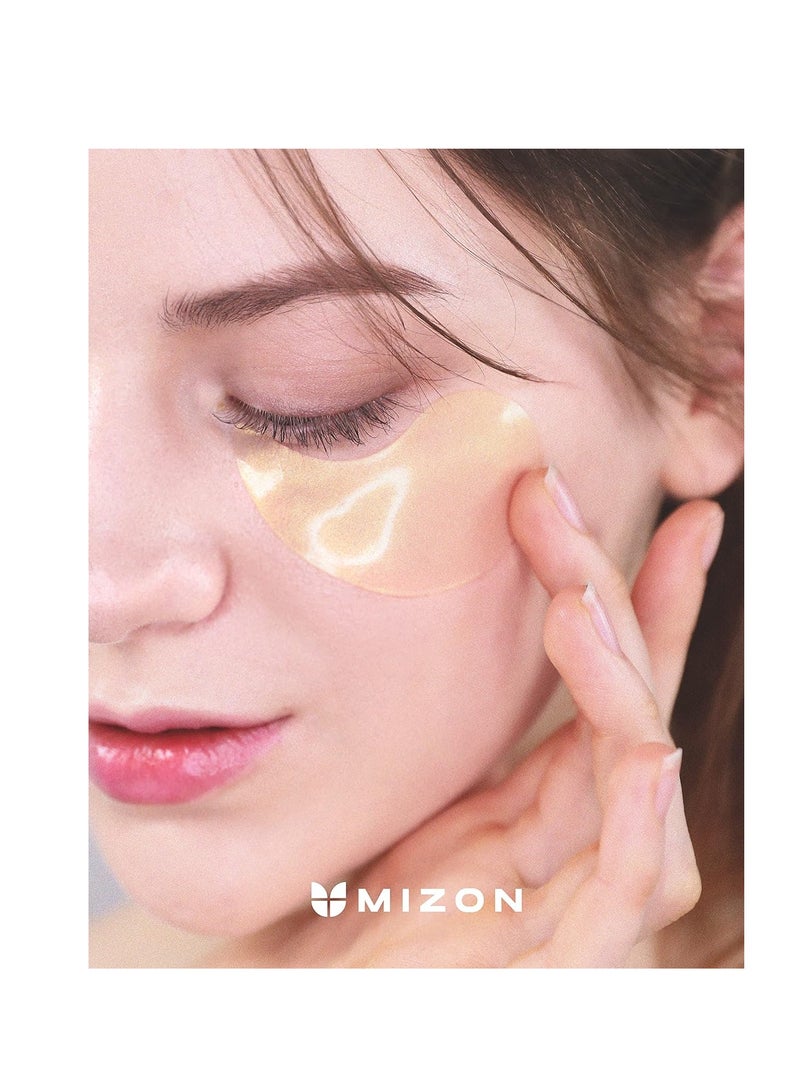 MIZON 24K Gold and Snail Mucin Hydrogel Under Eye Patches for Puffy Eyes Dark Circles Moisturizing Fine Lines Korean Skincare (30 Pairs)