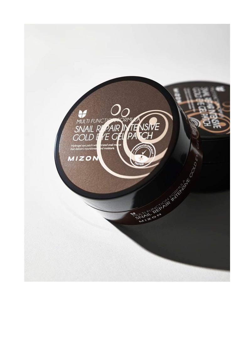 MIZON 24K Gold and Snail Mucin Hydrogel Under Eye Patches for Puffy Eyes Dark Circles Moisturizing Fine Lines Korean Skincare (30 Pairs)