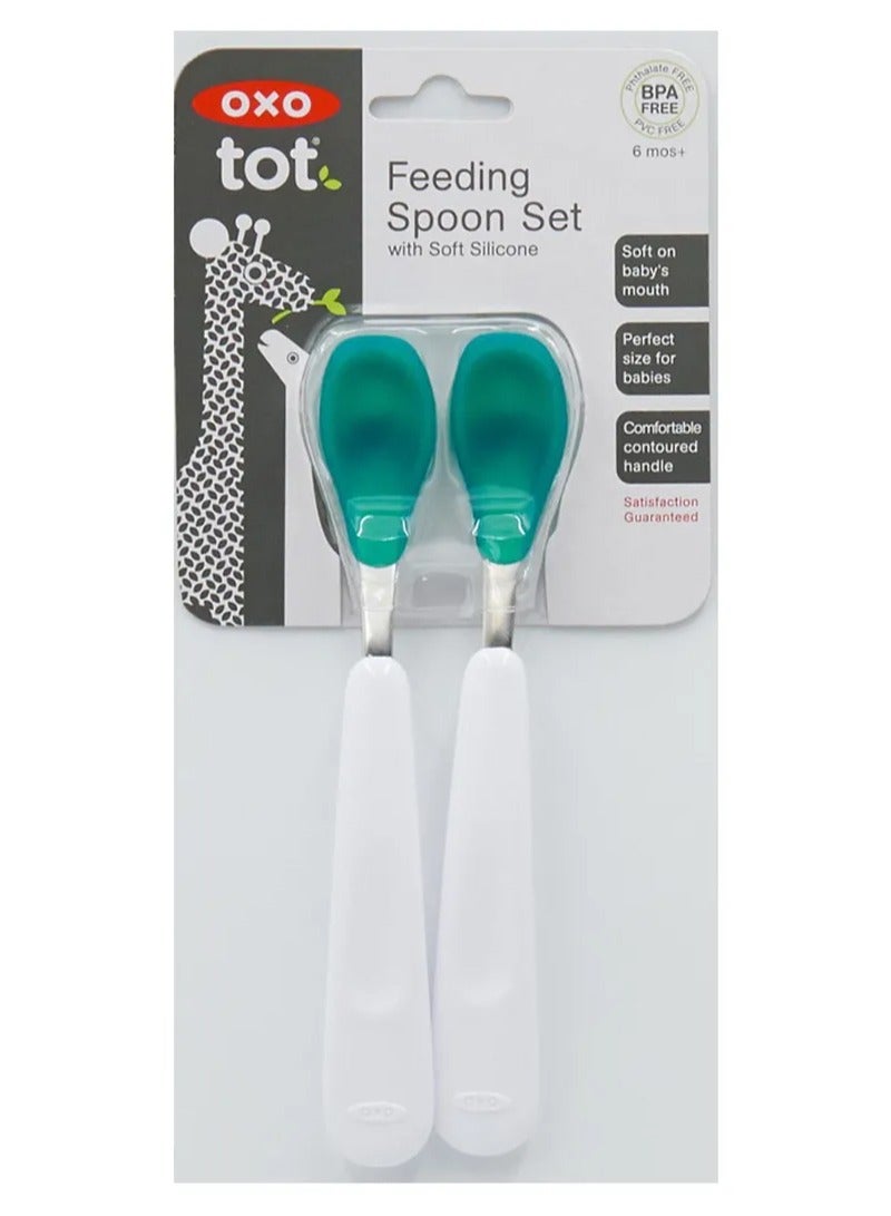 Tot Feeding Spoon Set With Soft Silicone Teal