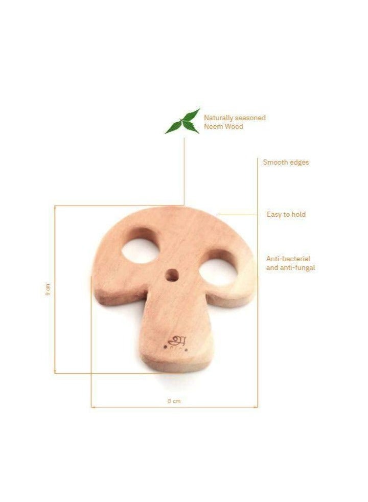 Ariro Neem Wooden Teethers Shaped Like Mushroom & Icecream Cone, Brown Color for Baby Boy & Girl | Organic Neem Wood That Helps Boost Immunity | Easy to Grasp & Chew by Little Once
