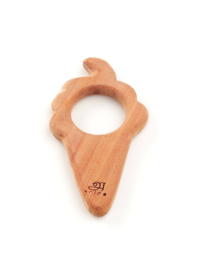 Ariro Neem Wooden Teethers Shaped Like Mushroom & Icecream Cone, Brown Color for Baby Boy & Girl | Organic Neem Wood That Helps Boost Immunity | Easy to Grasp & Chew by Little Once