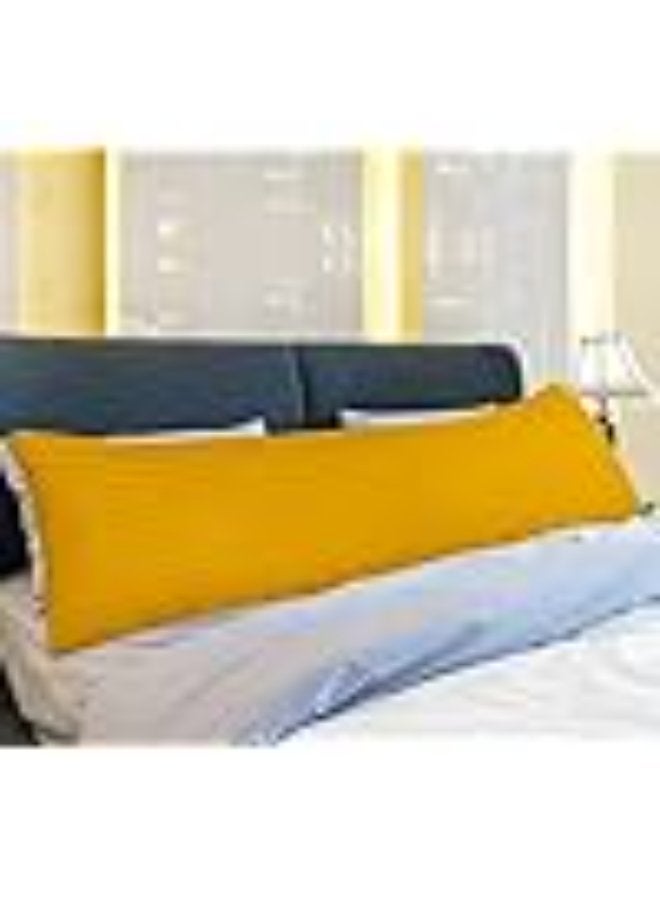 PAUL SODA Full Body 1cm Stripe Long Pillow, Luxury & Soft Down Alternative Pillow for Adults, Ideal for Side Sleepers, 100% Polyester 85GSM Microfiber, 45x120 cm, Mustard