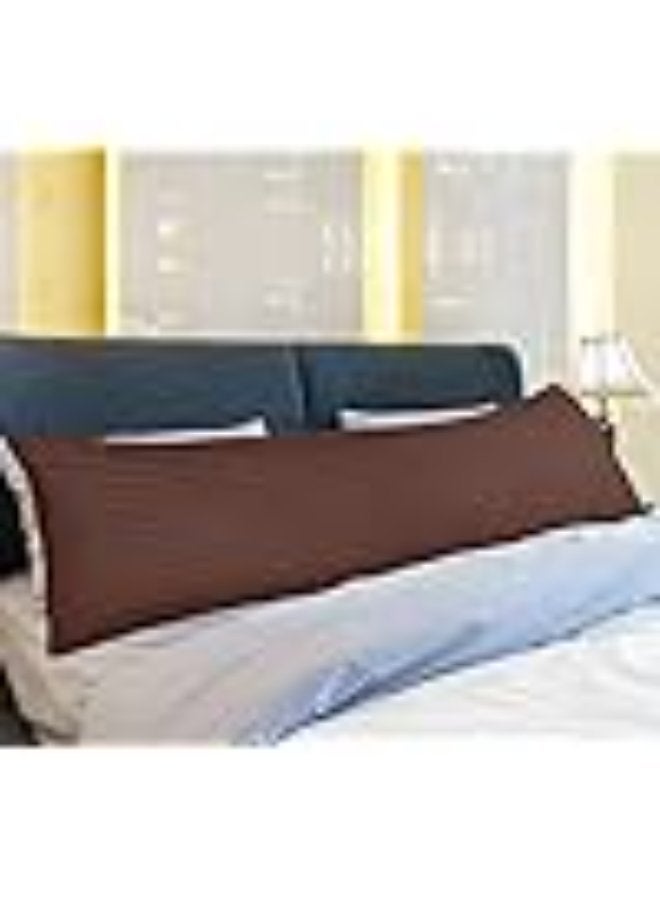 PAUL SODA Full Body 1cm Stripe Long Pillow, Luxury & Soft Down Alternative Pillow for Adults, Ideal for Side Sleepers, 100% Polyester 85GSM Microfiber, 45x120 cm, Chocolate