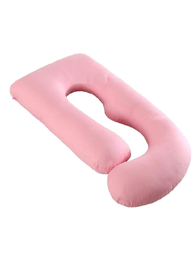 B Shaped Maternity Pillow With Removable Velvet Cover Pink 130 x 70cm