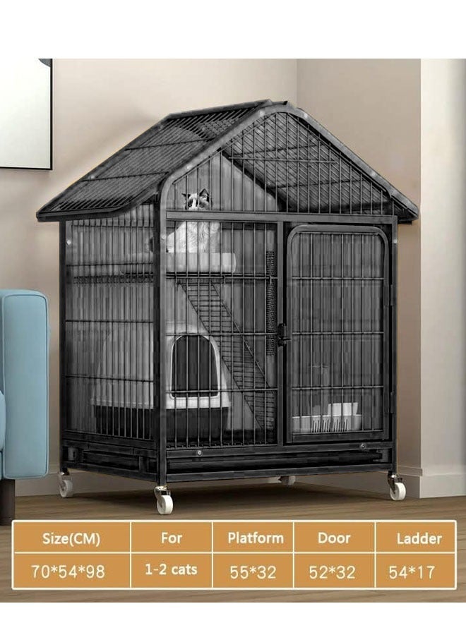 Stackable Heavy Duty Luxury Foldable Pet Cage with Wheels and Door